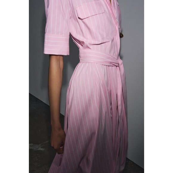 ZARA ZW COLLECTION POPLIN SHIRT DRESS - Picture 4 of 8